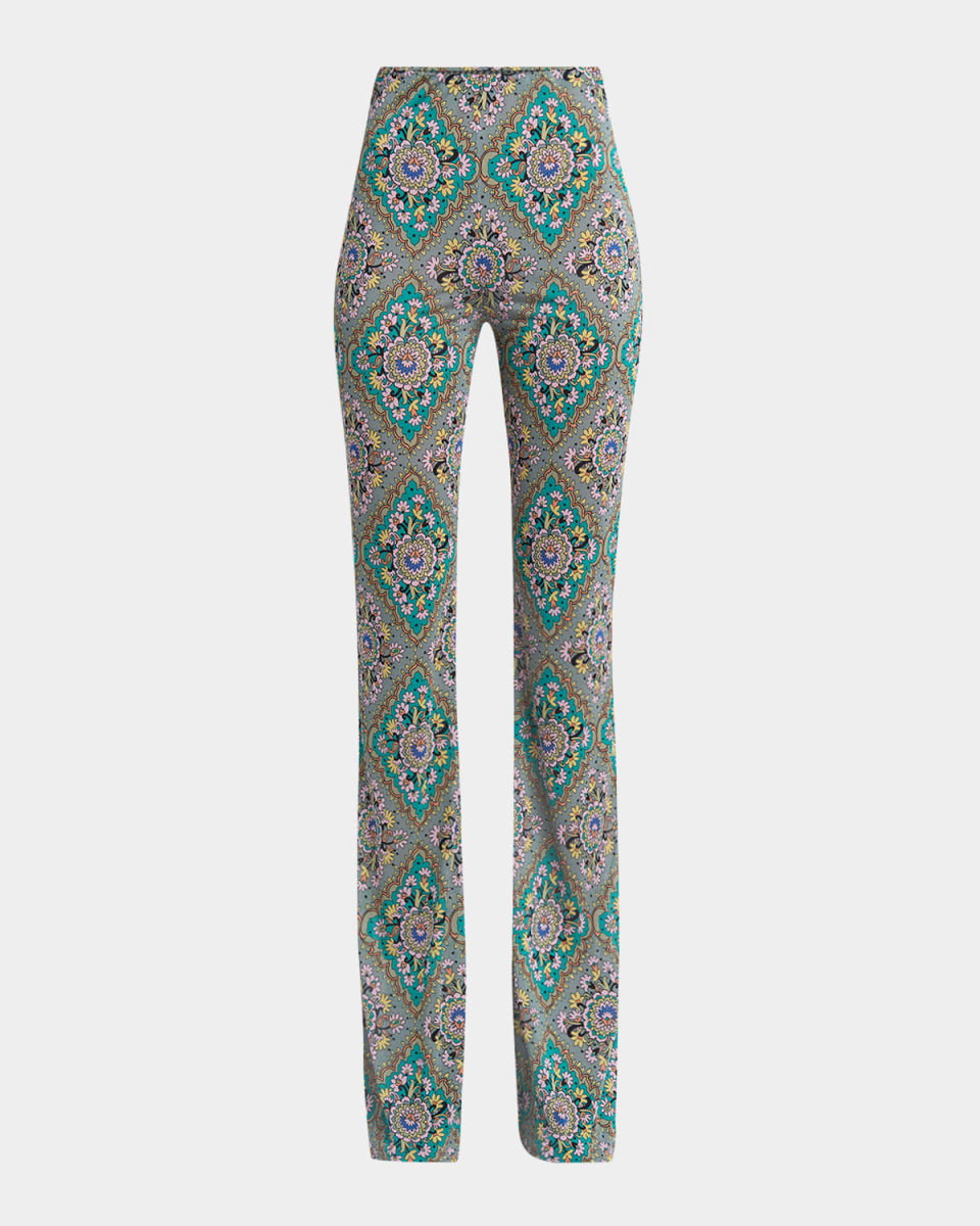 Geometric Paisley Jersey Flare Pants